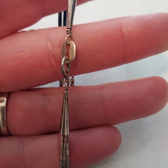 Chrysocolla three strand bracelet in Sterling Signed QT .925 - Picture 3 of 5